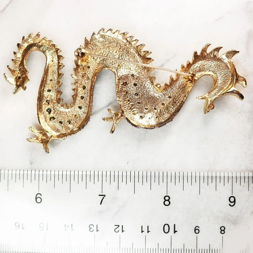 LUNAR NEW YEAR Crystal Encrusted Dragon Brooch 🌙